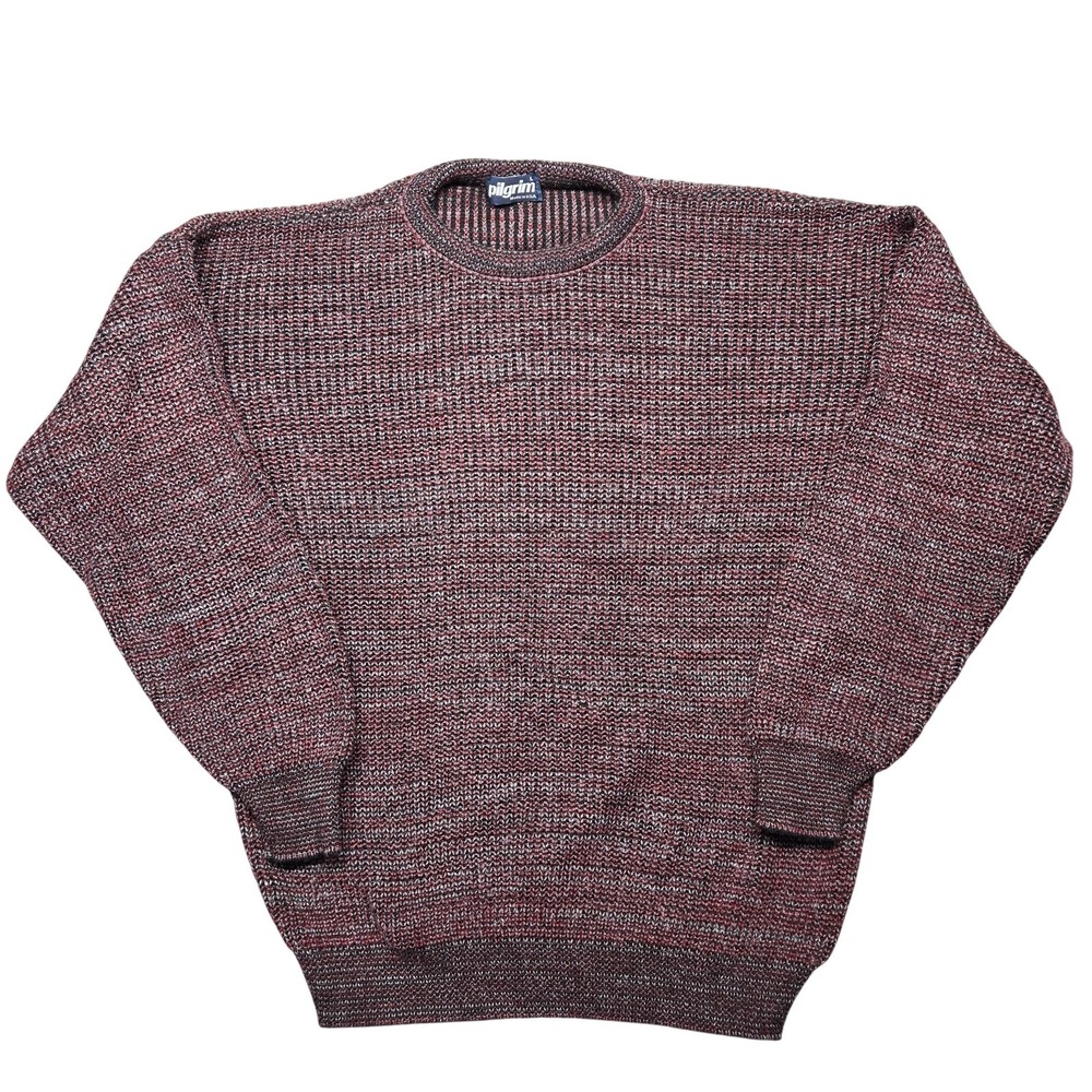 Pilgrim Sweater Mens L Red Chunky-Knit Crewneck Pullover Acrylic Made In‎ USA